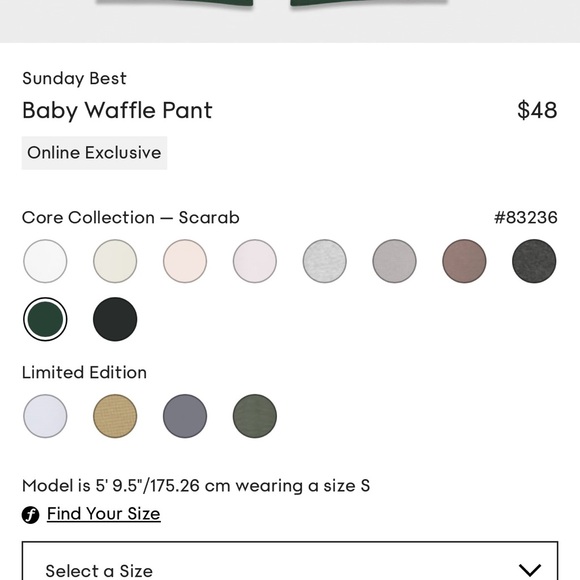 Aritzia Sunday Best Baby Waffle Pant in S, Scarab - Picture 6 of 8